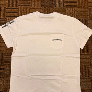 Chrome hearts white neck tee logo